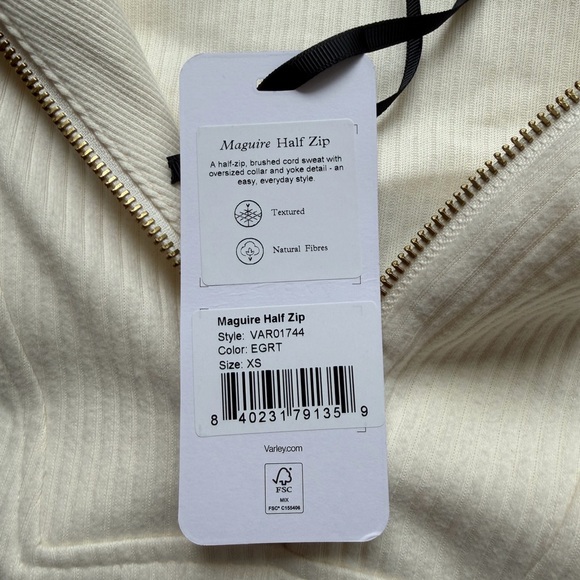 Varley NWT Women’s Maguire Half Zip Sweater Egret Cream Sz XS - Picture 5 of 13